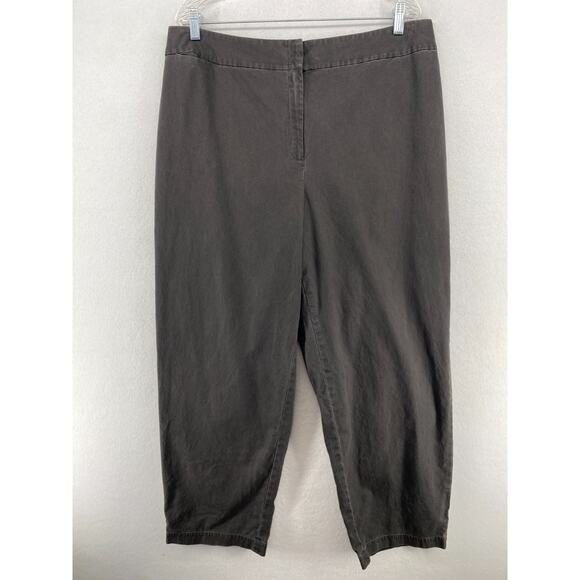 EILEEN FISHER Pants 1X Plus Cotton Straight Ankle High Waist Trouser Gray - Picture 1 of 13